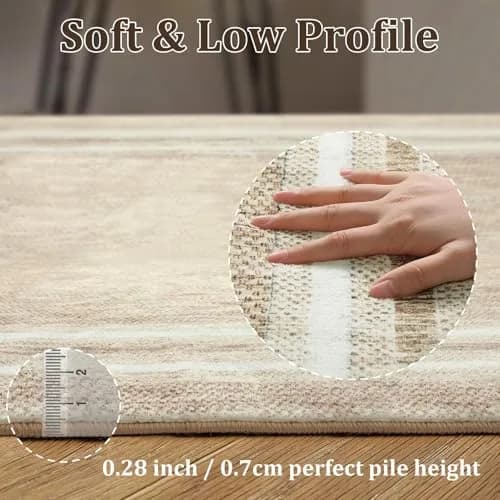 OJIA Modern Bordered Washable Rug 90cm (3') x 152cm (5') | Non-Slip Indoor Entryway Rug thumbnail 4
