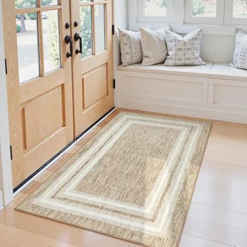 OJIA Modern Bordered Washable Rug 90cm (3') x 152cm (5') | Non-Slip Indoor Entryway Rug thumbnail 8
