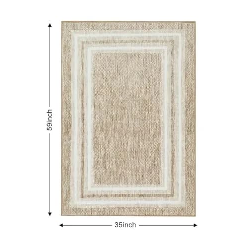 OJIA Modern Bordered Washable Rug 90cm (3') x 152cm (5') | Non-Slip Indoor Entryway Rug thumbnail 2