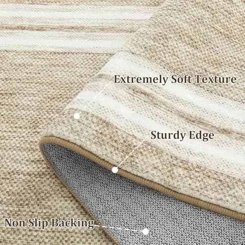 OJIA Modern Bordered Washable Rug 90cm (3') x 152cm (5') | Non-Slip Indoor Entryway Rug thumbnail 3
