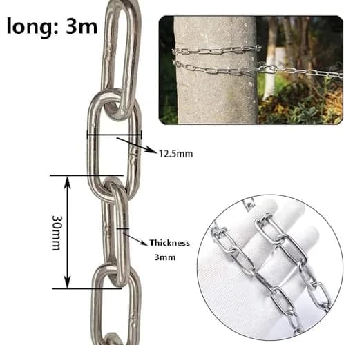 4every SUS304 Stainless Steel Chain 3mm x 3m (0.12" x 9.8ft) | Light Duty Utility Chain for Home & Outdoor Use thumbnail 3