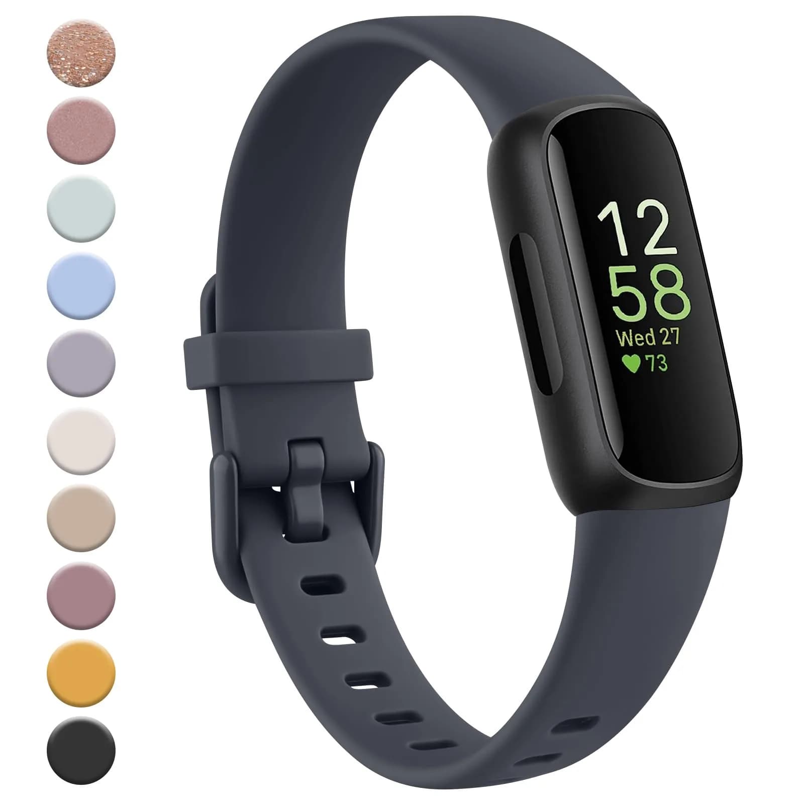 Meliya Fitbit Inspire 3 Wristband Midnight | Soft Silicone Sport Strap (130-205mm) — Midnight