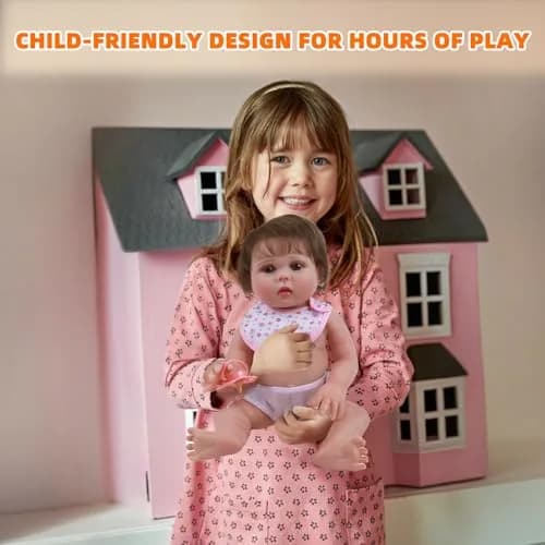 CARANOVO Baby Doll Accessories Set, 7 Pcs Pink | Realistic Feeding & Caring Kit for 3+ Kids thumbnail 8