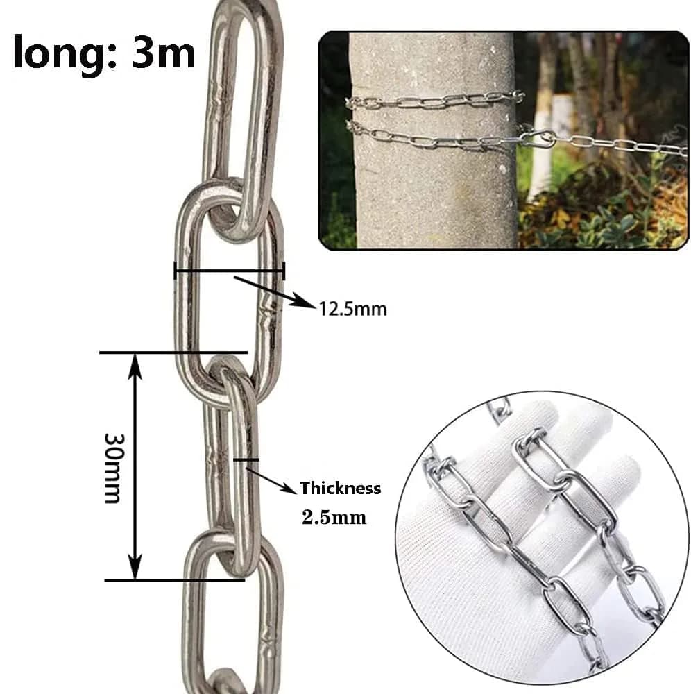 4every SUS304 Stainless Steel Chain 3m (0.1 inches / 2.5mm) | Light Duty Utility Chain for Home & Outdoor Use - view 3