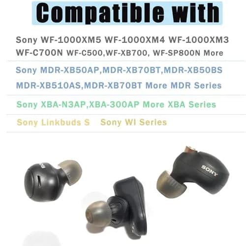 Mijusun Silicone Replacement Ear Tips for Sony WF-1000XM5/XM4/LinkBuds S/WF-C500 (4 Pairs, XS/S/M/L) | Noise Isolating Secure Fit thumbnail 5