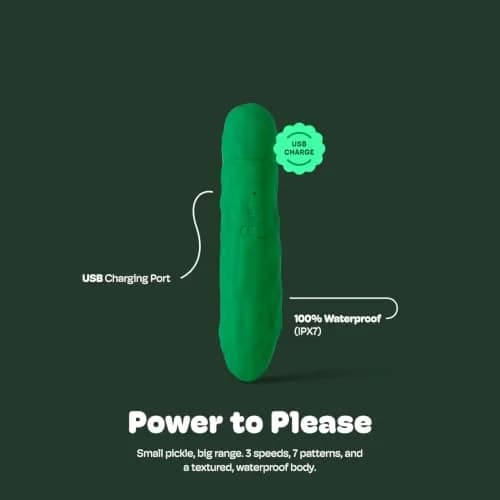 Emojibator Pickle Personal Massager 4.8in Waterproof Silicone USB Rechargeable thumbnail 3
