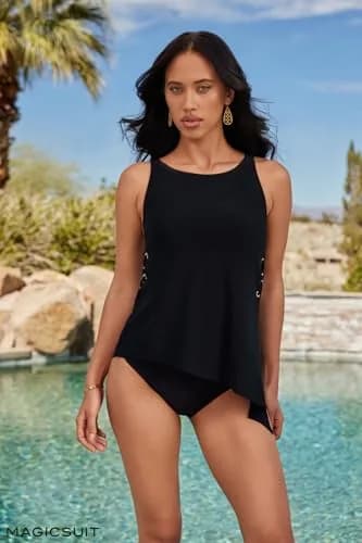 MagicSuit Women's Hoops Gabriella Underwire Tankini Top Separate, Black, 08 | Adjustable Support & Versatile Hem thumbnail 5