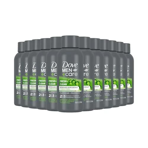 Dove Men+Care Fortifying 2-in-1 Shampoo and Conditioner for Normal to Oily Hair, 3 oz (Pack of 12) | Strengthens Thinning Hair — Fragranced