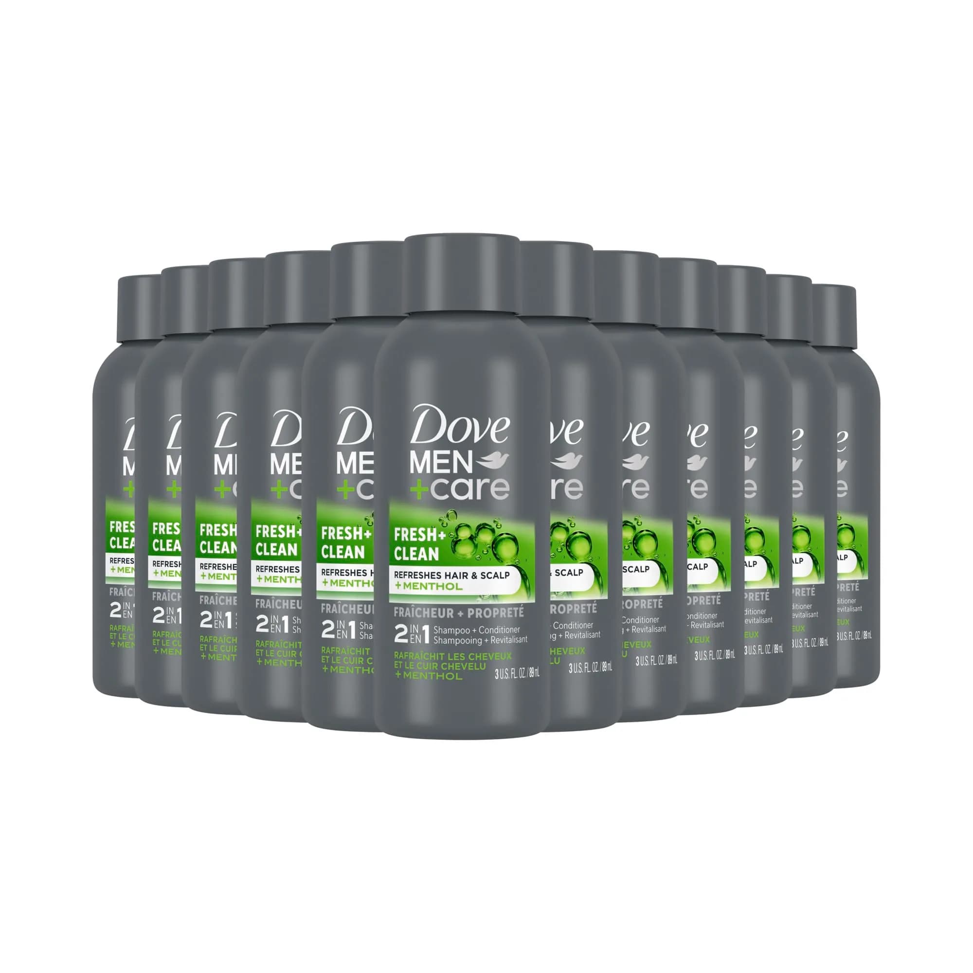 Dove Men+Care Fortifying 2-in-1 Shampoo and Conditioner for Normal to Oily Hair, 3 oz (Pack of 12) | Strengthens Thinning Hair