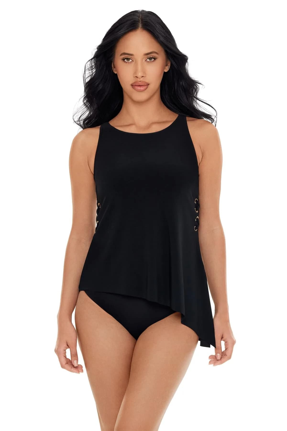 MagicSuit Women's Hoops Gabriella Underwire Tankini Top Separate, Black, 14 | Adjustable Support & Versatile Hem - main product image
