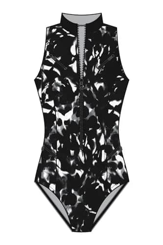 MagicSuit Women's Swimwear Dream State Coco High Neck Racerback Underwire Zip One Piece Swimsuit, Black/Multi, 12 | Slimming, Full Coverage & Support thumbnail 4