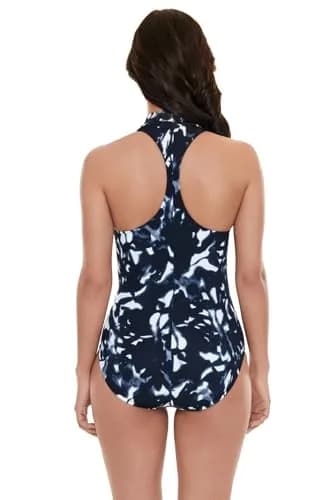 MagicSuit Women's Swimwear Dream State Coco High Neck Racerback Underwire Zip One Piece Swimsuit, Black/Multi, 12 | Slimming, Full Coverage & Support thumbnail 3