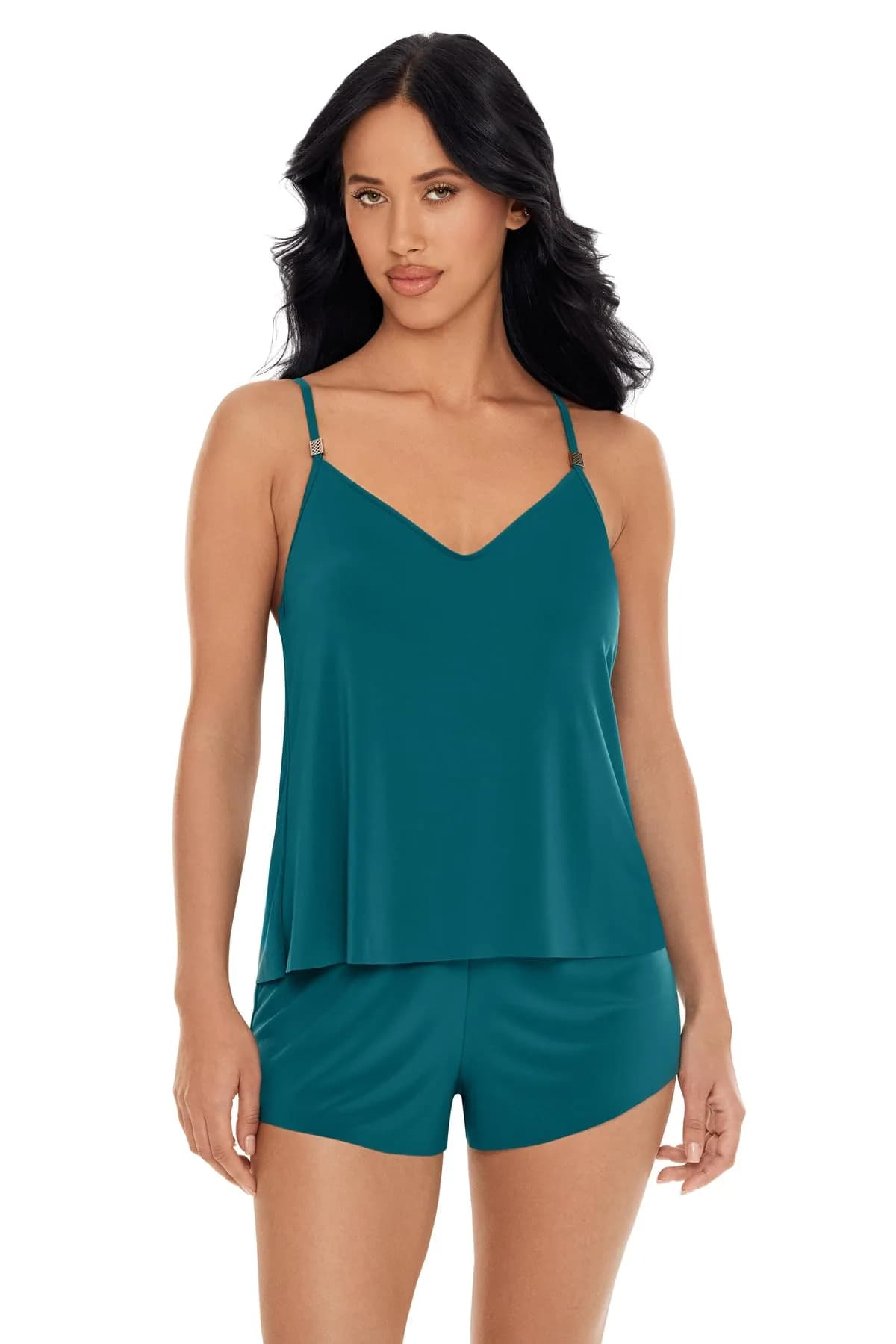 MagicSuit Women's Solid Mila Romper Swimsuit 14 | Slimming, Soft Cup, Peacock