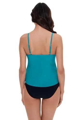 MagicSuit Women's Swimwear Solid Rita V-Neck Tankini Top with Soft Cup Bra and Adjustable Straps, Pacific, 10 | Flattering, Supportive & Slimming thumbnail 3