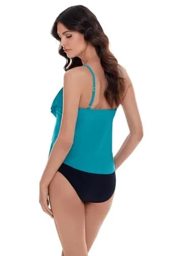 MagicSuit Women's Swimwear Solid Rita V-Neck Tankini Top with Soft Cup Bra and Adjustable Straps, Pacific, 12 | Flattering Slimming Fit thumbnail 2