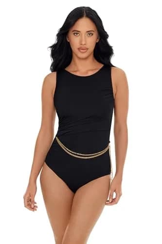 MagicSuit Women's Hyper Link Annette One Piece Swimsuit, Black, 14 | Slimming & Shaping with Adjustable Portrait Back thumbnail 1