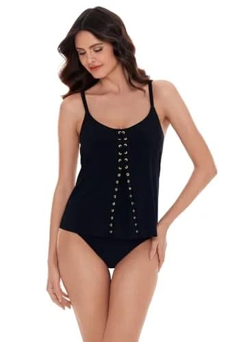 MagicSuit Women's Hoops Oriona Underwire Tankini Top Separate, Black, 12 | Camouflage Midriff, Adjustable Straps thumbnail 1
