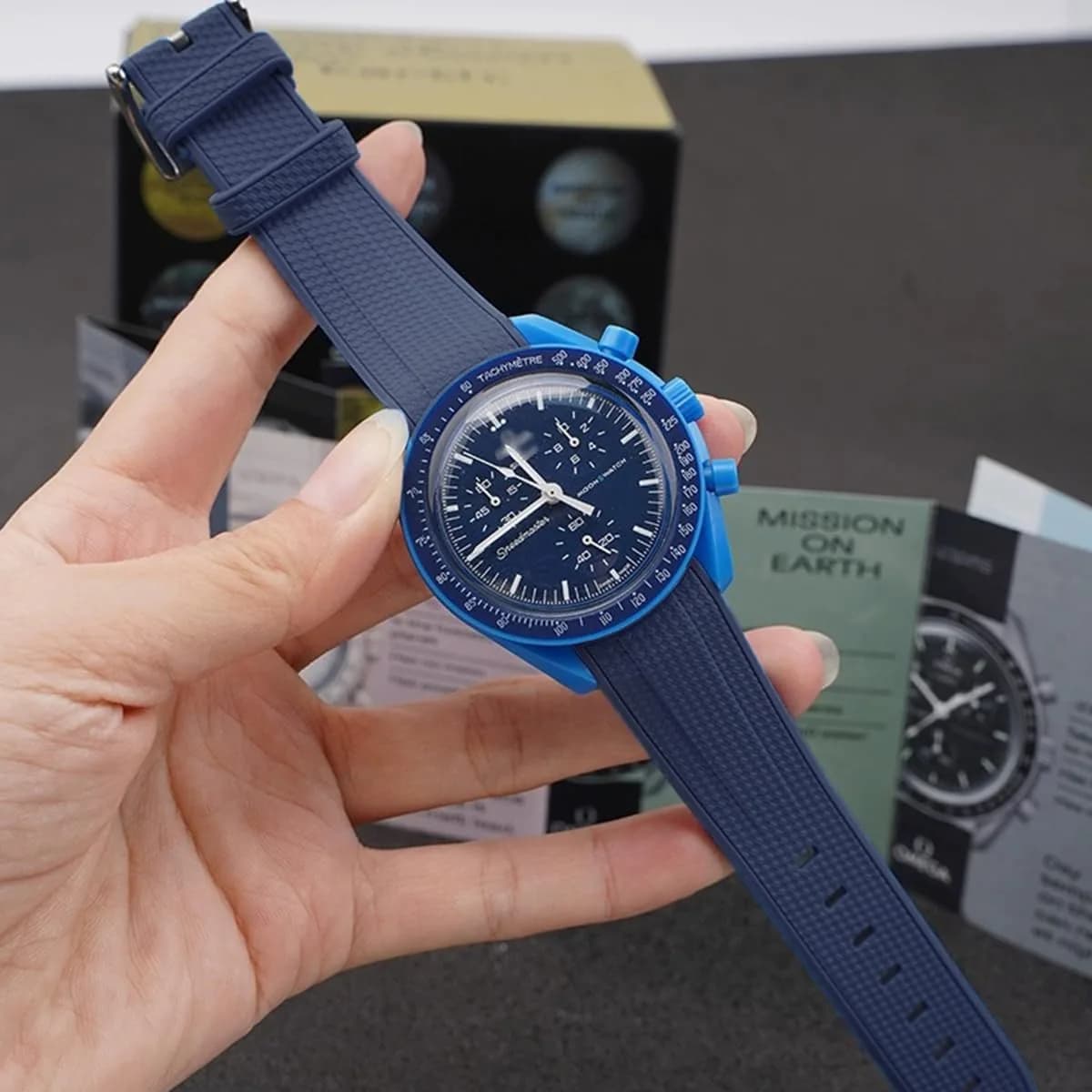 HEYOZURY Navy Blue 20mm Silicone Watch Band for Omega x Swatch MoonSwatch - view 4
