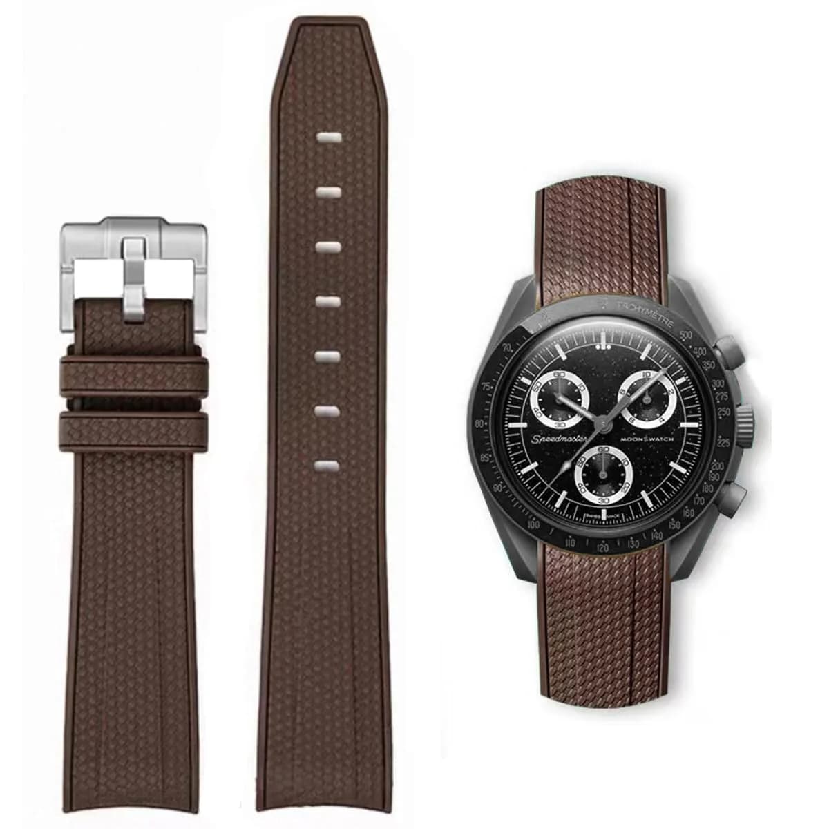 HEYOZURY Dark Brown Silicone Watch Band for Omega x Swatch MoonSwatch 20mm | Classic Style - main product image