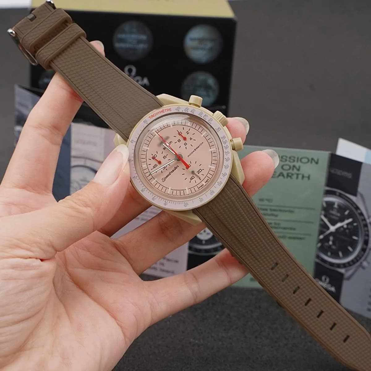HEYOZURY Dark Brown Silicone Watch Band for Omega x Swatch MoonSwatch 20mm | Classic Style - view 4