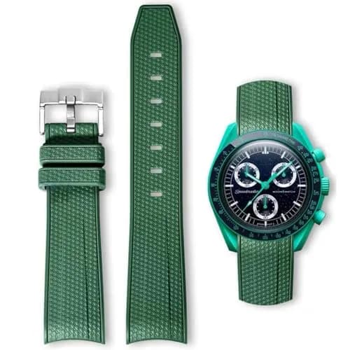 HEYOZURY Dark Green 20mm Silicone Watch Band for Omega x Swatch MoonSwatch | Classic Style thumbnail 1