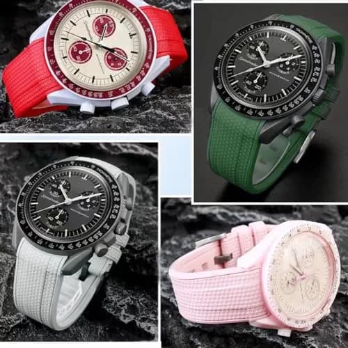 HEYOZURY Dark Green 20mm Silicone Watch Band for Omega x Swatch MoonSwatch | Classic Style thumbnail 4