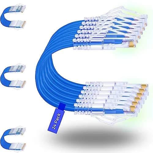 Rapink Cat6a Ethernet Patch Cable 10ft (24 Pack) | 10Gbps Speed, Slim Design thumbnail 1