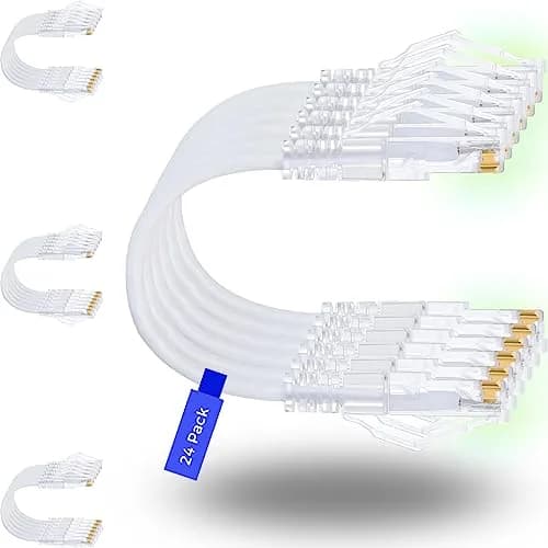 Rapink Cat6a Ethernet Patch Cables 10ft (24 Pack) Slim, 10Gbps Support | 3.05m (10ft) White thumbnail 1