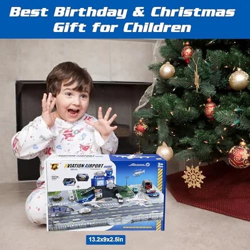 XDUOYJOY Airplane Toy Set with Trucks, Helicopter, Planes, Airport Playmat | Educational Toy Vehicle Set for Kids 3-8 thumbnail 6