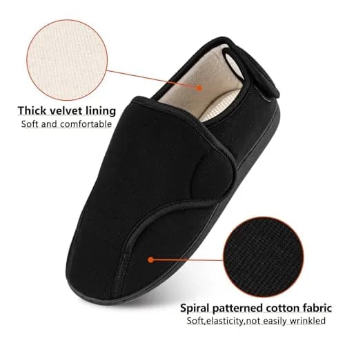 TIESTRA Men's Memory Foam Diabetic Boots Slippers Lightweight Comfortable Breathable No Sweat Edema Swollen House Shoes EU44/US11 thumbnail 4
