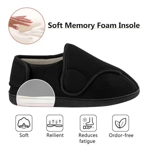 TIESTRA Men's Memory Foam Diabetic Boots Slippers Lightweight Comfortable Breathable No Sweat Edema Swollen House Shoes EU44/US11 thumbnail 6