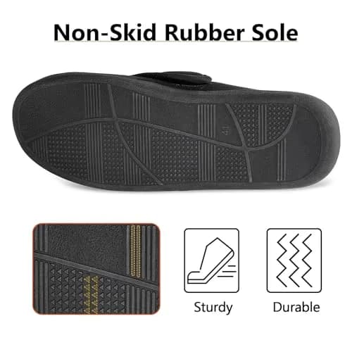 TIESTRA Men's Memory Foam Diabetic Boots Slippers Lightweight Comfortable Breathable No Sweat Edema Swollen House Shoes EU44/US11 thumbnail 7