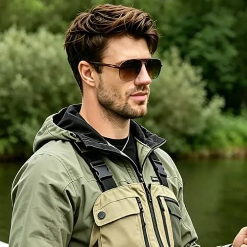 CARFIA Large Curved Polarized Sunglasses for Men UV Protection | Trendy Driving Sunnies Lightweight Metal Frame thumbnail 5
