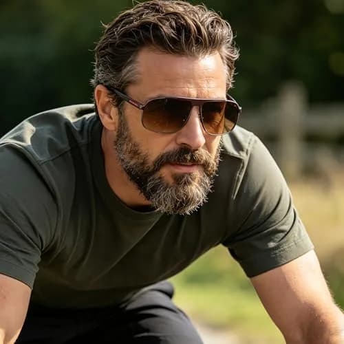CARFIA Large Curved Polarized Sunglasses for Men UV Protection | Trendy Driving Sunnies Lightweight Metal Frame thumbnail 3