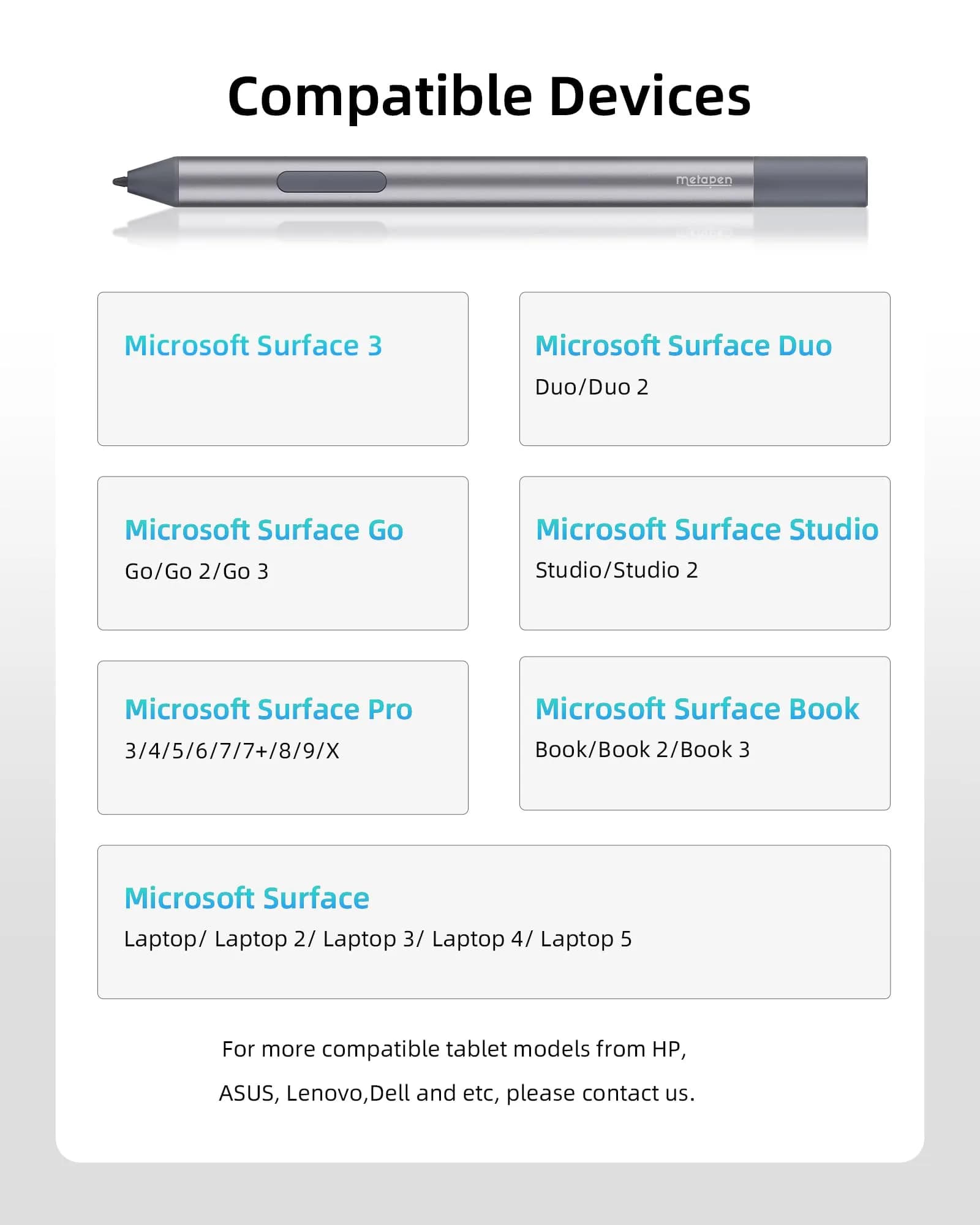 Metapen Stylus Pen M2 Biz for Microsoft Surface with AAAA Battery | 4096 Pressure Levels, Tilt Function, Palm Rejection - view 6