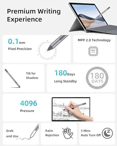 Metapen Stylus Pen M2 Biz for Microsoft Surface with AAAA Battery | 4096 Pressure Levels, Tilt Function, Palm Rejection thumbnail 2