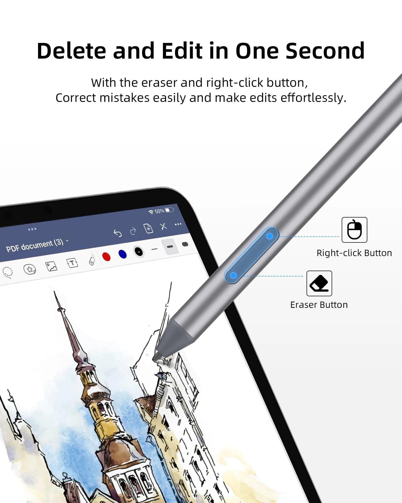 Metapen Stylus Pen M2 Biz for Microsoft Surface with AAAA Battery | 4096 Pressure Levels, Tilt Function, Palm Rejection - view 4