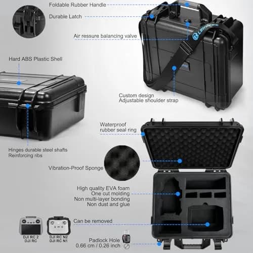 Lekufee Waterproof Hard Carrying Case for DJI Mini 4 Pro Drone & Accessories | Custom EVA Foam, 1.9kg thumbnail 4