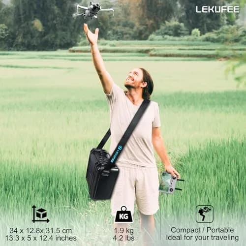 Lekufee Waterproof Hard Carrying Case for DJI Mini 4 Pro Drone & Accessories | Custom EVA Foam, 1.9kg thumbnail 5