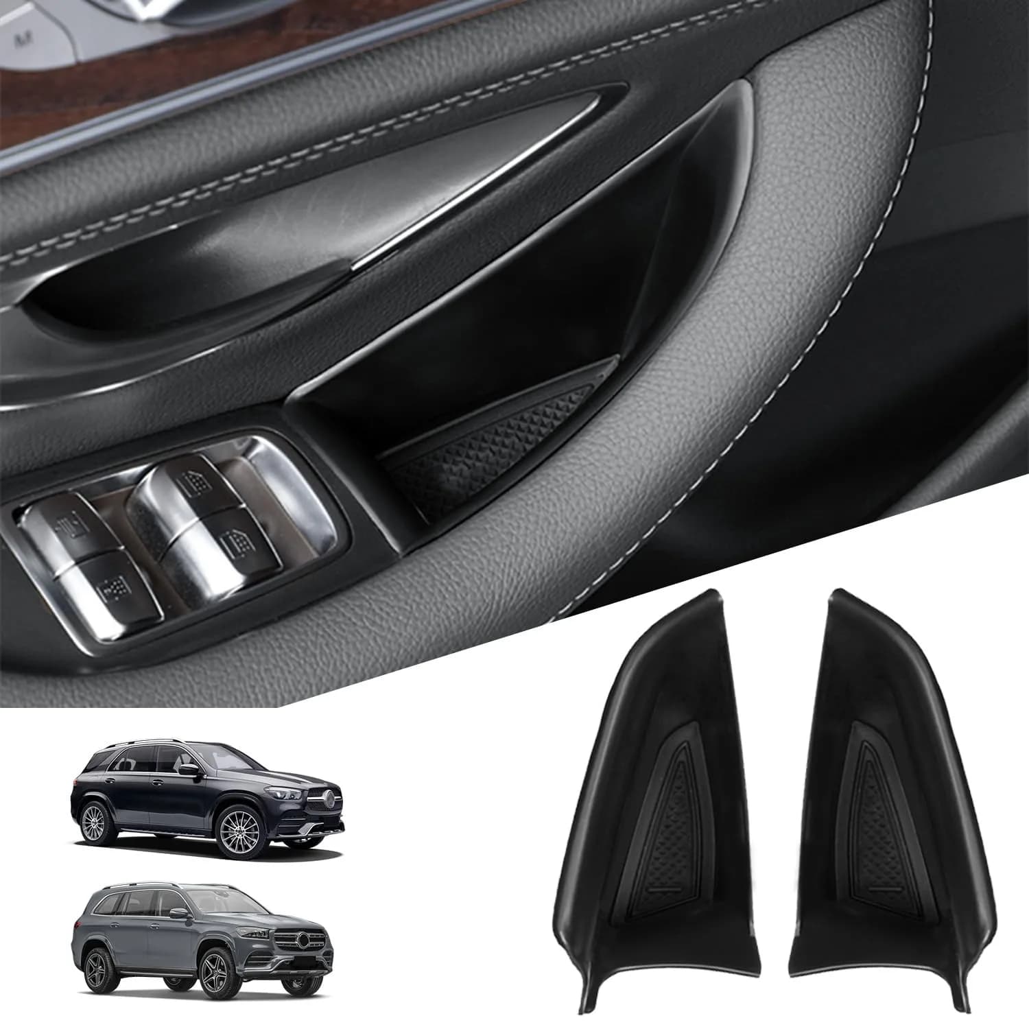 kenddeel Compatible with Mercedes Benz GLE 350 450 & GLS 450 54 2020-2023 Front Row Door Organizer Tray, 2Pcs Side Door Handle Pocket Armrest Storage Box Phone Glove Container - main product image
