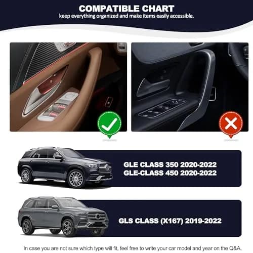 kenddeel Compatible with Mercedes Benz GLE 350 450 & GLS 450 54 2020-2023 Front Row Door Organizer Tray, 2Pcs Side Door Handle Pocket Armrest Storage Box Phone Glove Container thumbnail 7