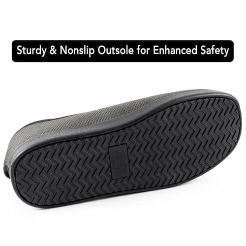 Ravelier Men's Diabetic Wide Waffle Knit Adjustable Slipper, 8W, Grey | Comfortable, Breathable & Secure Fit thumbnail 6