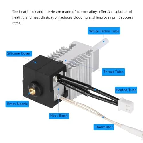 Creality Ender 3 V3 SE Hotend Kit 250mm/s High-Speed Assembled Extruder with Silicone Sock & Bowden Tube | 260℃ High-Temp Copper Alloy Nozzle thumbnail 2