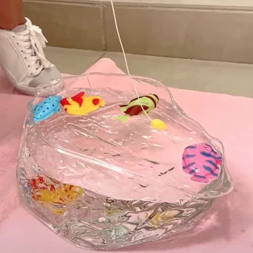 Fairly Odd Novelties Toilet Fishing Game for Adults & Kids | Adjustable Rod, Pink Mat, Water Tank, 4 Colored Fishes thumbnail 4