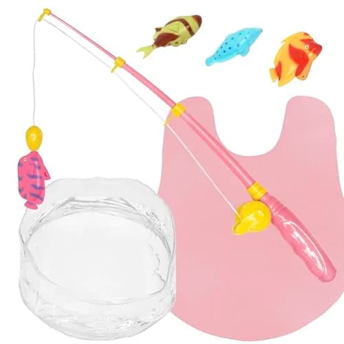 Fairly Odd Novelties Toilet Fishing Game for Adults & Kids | Adjustable Rod, Pink Mat, Water Tank, 4 Colored Fishes thumbnail 2