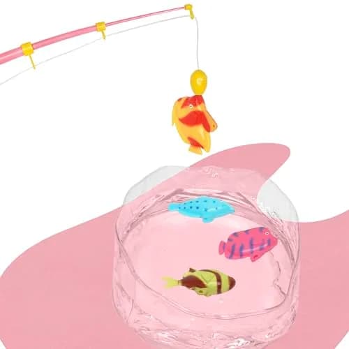 Fairly Odd Novelties Toilet Fishing Game for Adults & Kids | Adjustable Rod, Pink Mat, Water Tank, 4 Colored Fishes thumbnail 3