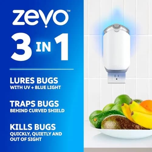 ZEVO Flying Insect Trap with 3 Refills | Catches Fruit Flies, Gnats, House Flies 24/7 Indoors thumbnail 2