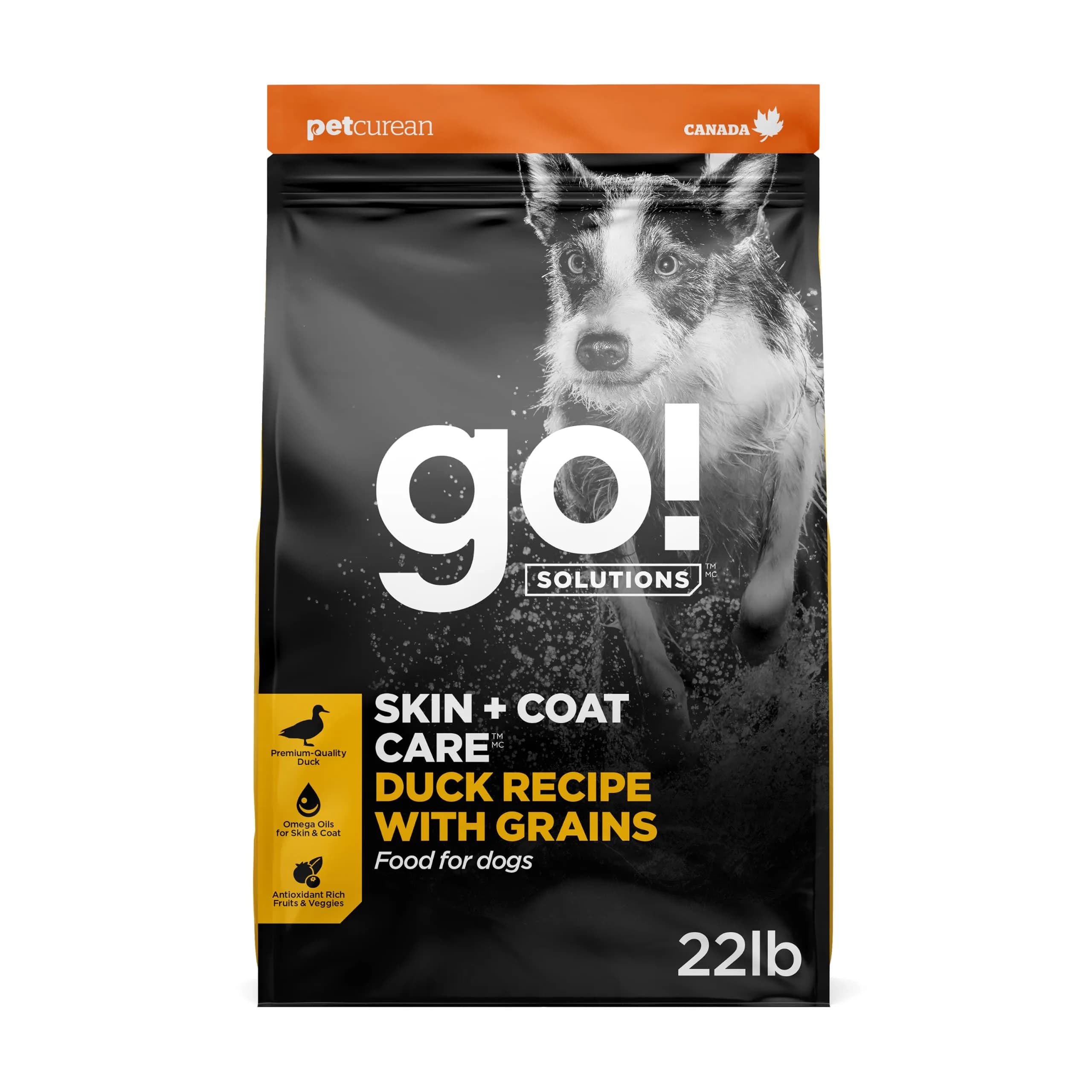 Go! Solutions Skin + Coat Care Duck Dry Dog Food, 22 lb | Supports Healthy Skin & Lustrous Coat — Duck - All Life Stages