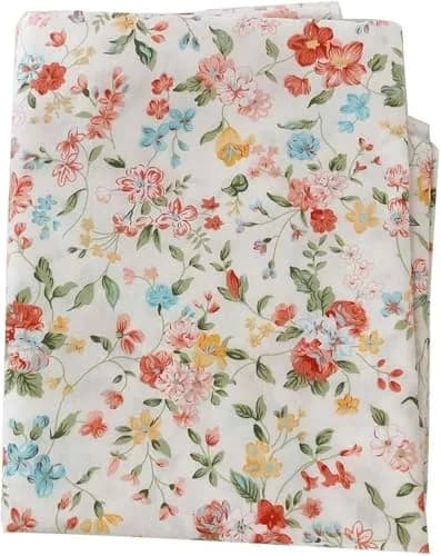 LANEHUA 100% Cotton Fabric 78x63 in | Floral Spring Orange Flowers, Breathable & Durable (70-120 chars) thumbnail 1