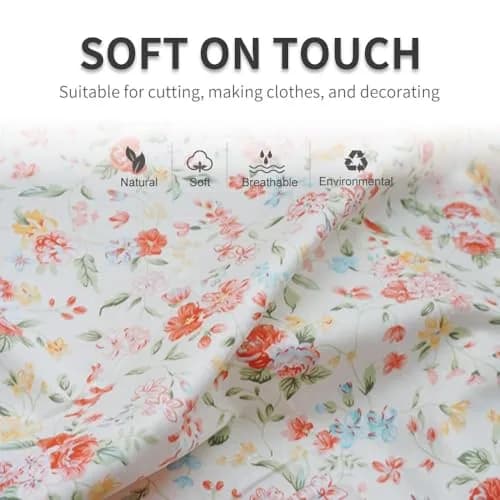 LANEHUA 100% Cotton Fabric 78x63 in | Floral Spring Orange Flowers, Breathable & Durable (70-120 chars) thumbnail 7